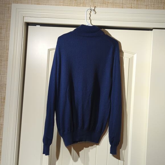 Jeremy Argyle NYC 100% Merino Wool Navy Quarter Zip Stand Collar Men's Size L - Picture 2 of 5